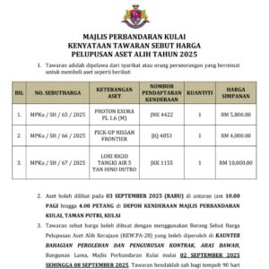 KENYATAAN TAWARAN SEBUT HARGA PELUPUSAN ASET ALIH TAHUN 2025